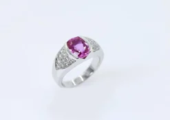 Bague Or Gris Saphir & Diamants