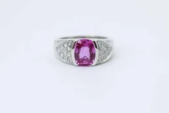 Bague Or Gris Saphir & Diamants