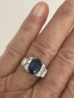 Bague Or Gris Saphir Certifié Diamants