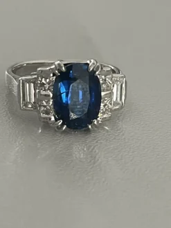 Bague Or Gris Saphir Certifié Diamants