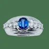 Bague or gris Saphir de Ceylan et Diamants