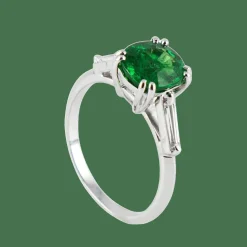 Bague or gris sertie d’un grenat tsavorite et diamants