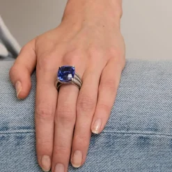 Bague Or Gris Tanzanite & diamants