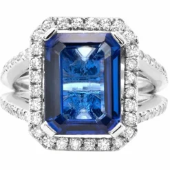 Bague or gris tanzanite diamants