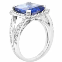 Bague or gris tanzanite diamants