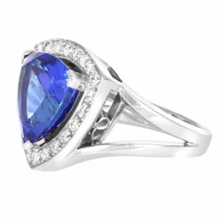Bague Or Gris, Tanzanite et Diamants