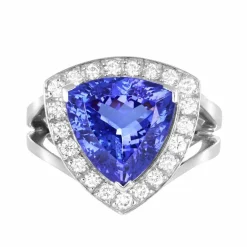 Bague Or Gris, Tanzanite et Diamants