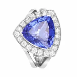Bague Or Gris, Tanzanite et Diamants