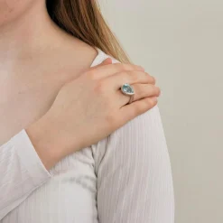 Bague Or gris Topaze poire Diamants