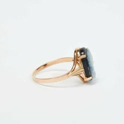 Bague Or jaune - CAMEE Bleu