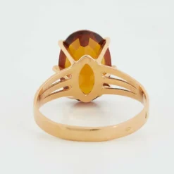 Bague Or Jaune et Quartz Fumé