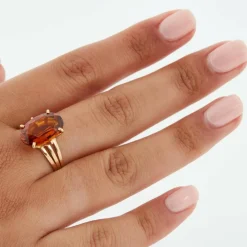 Bague Or Jaune et Quartz Fumé