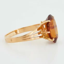 Bague Or Jaune et Quartz Fumé