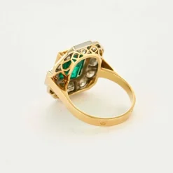 Bague or jaune Émeraude de Colombie et diamants