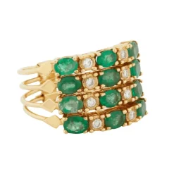 Bague Or Jaune - Émeraudes et Diamants