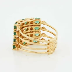 Bague Or Jaune - Émeraudes et Diamants