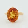 Bague Or Jaune - Quartz Fumé Citrine