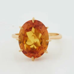 Bague Or Jaune - Quartz Fumé Citrine