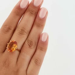 Bague Or Jaune - Quartz Fumé Citrine