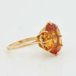 Bague Or Jaune - Quartz Fumé Citrine
