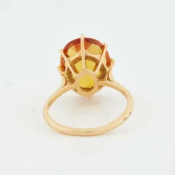 Bague Or Jaune - Quartz Fumé Citrine