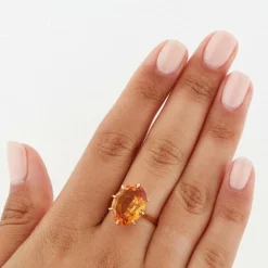 Bague Or Jaune - Quartz Fumé Citrine