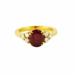 Bague Or Jaune Rubis birman & Diamants