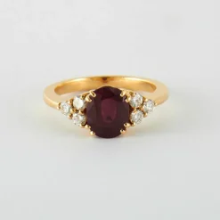 Bague Or Jaune Rubis birman & Diamants