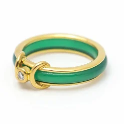 Bague Or jaune Agate Diamant
