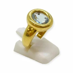 Bague or jaune aigue marine