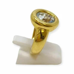 Bague or jaune aigue marine