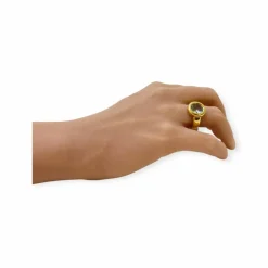 Bague or jaune aigue marine