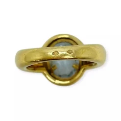 Bague or jaune aigue marine