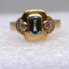 Bague or jaune, aigue-marine et diamants