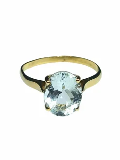 Bague or jaune aigue-marine