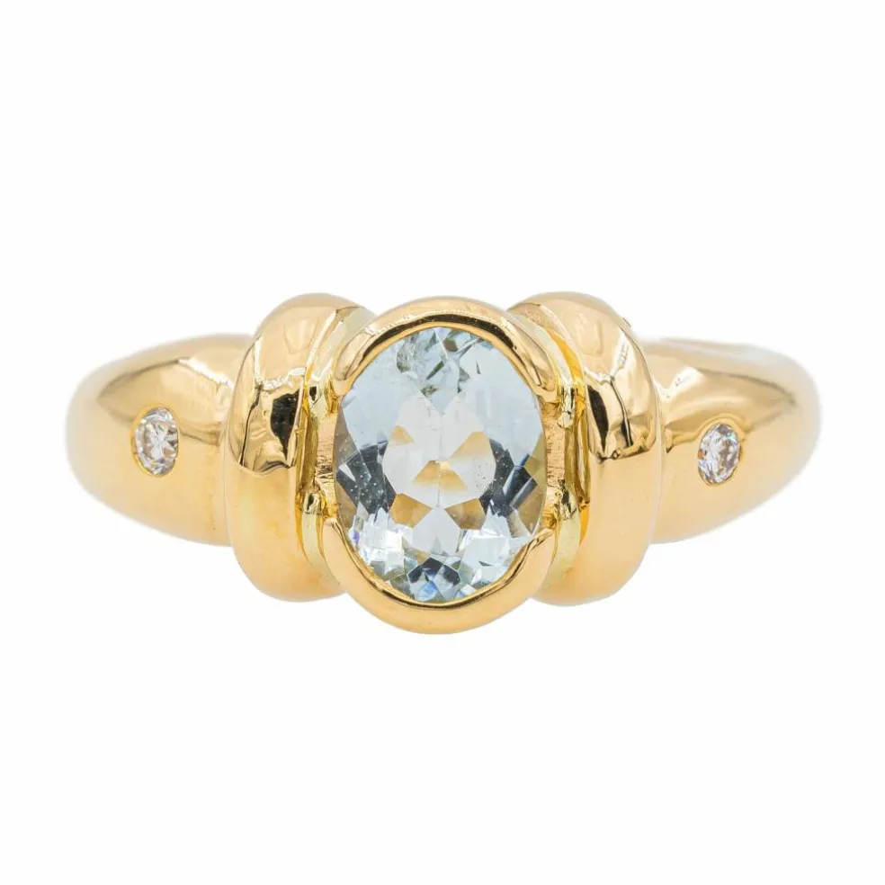Bague Or jaune Aigue-marine