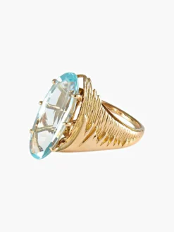 Bague Or Jaune Aigue-marine