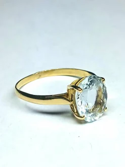 Bague or jaune aigue-marine