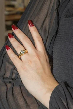 Bague Or jaune Aigue-marine