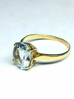 Bague or jaune aigue-marine