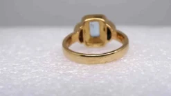Bague or jaune, aigue-marine et diamants