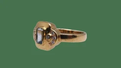 Bague or jaune, aigue-marine et diamants