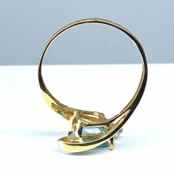 Bague or jaune aigue-marine et diamants