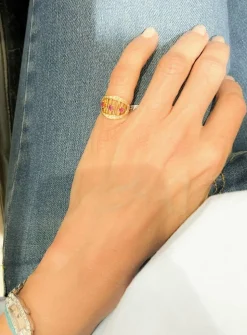 Bague or jaune ajouré rubis