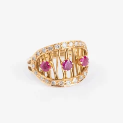 Bague or jaune ajouré rubis