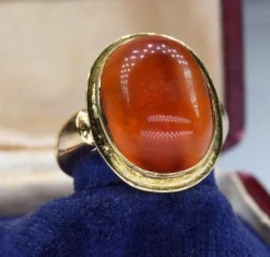 Bague or jaune ambre
