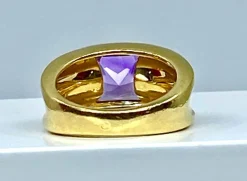 Bague or jaune améthyste carrée