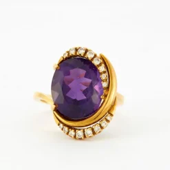 Bague Or jaune Améthyste Diamants