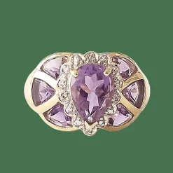 Bague or jaune améthystes