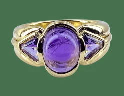 Bague or jaune améthystes